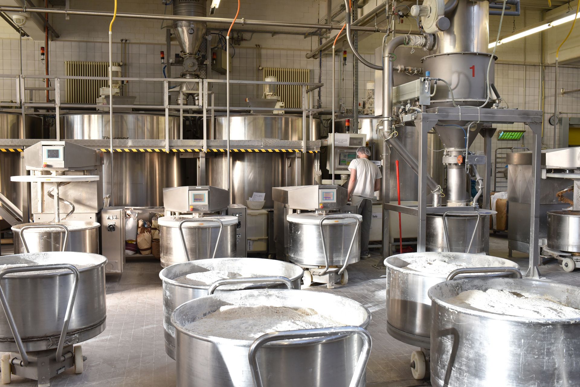 industrial production of bakery products on an assembly line technology and machinery in the food factory